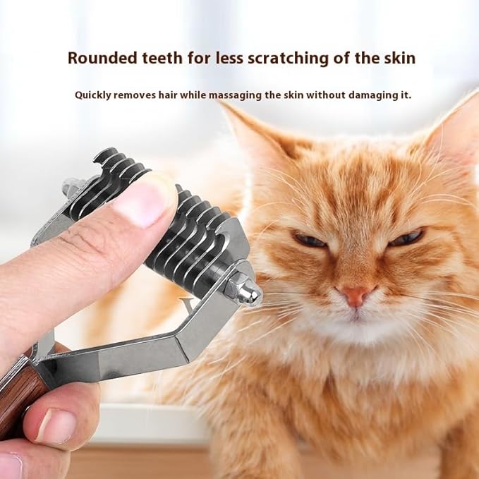 Dog shedding tool, undercoat and loose hair removal tool