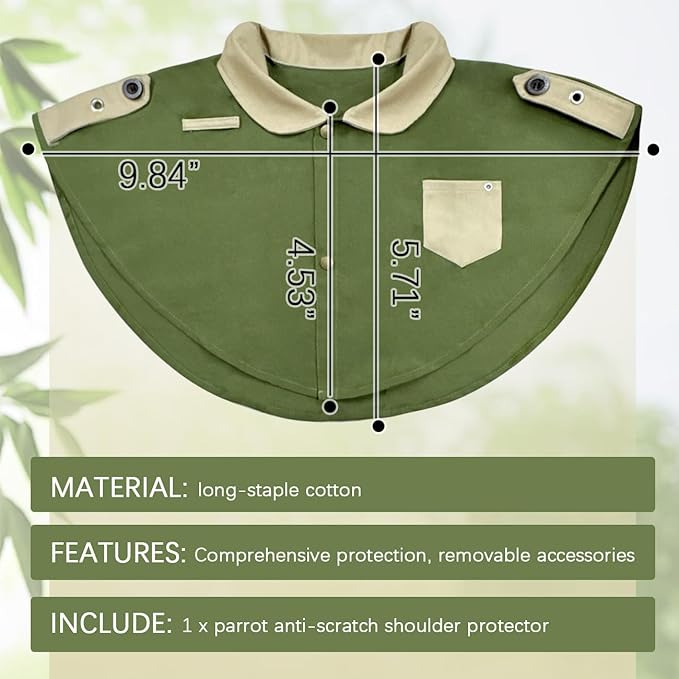 La La Pet Parrot Anti-Scratch Shoulder Protector Pet Bird Training Shoulder Cape Parrots Poop Shawl Diaper Flight Suits and Accessories for Macaws Cockatoos Parakeets Cockatiels Green