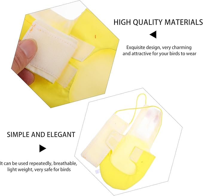 TEHAUX Bird Diaper Flight Suit for Small Birds Breathable Cotton Parrot Nappy Yellow L Incontinence Protector