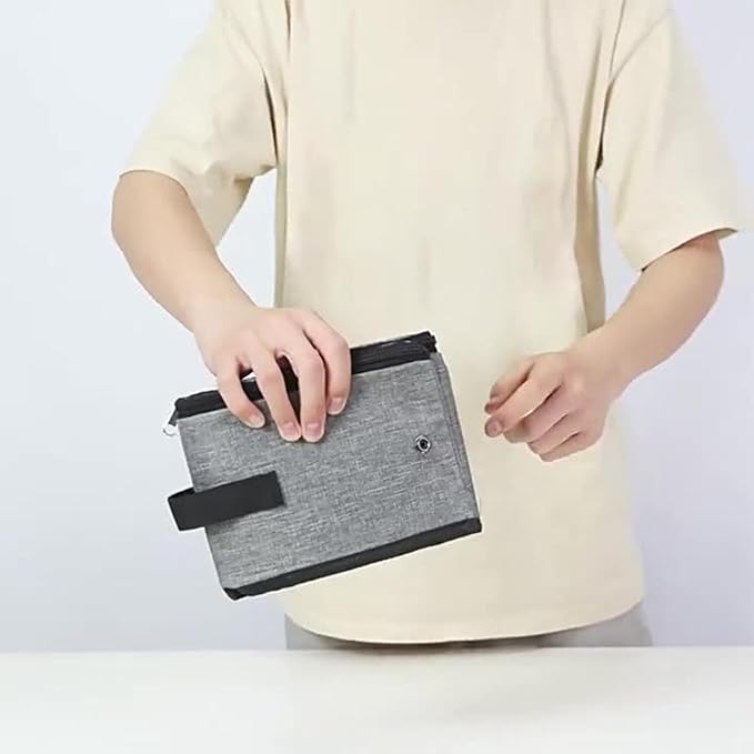 Foldable Cat Container Travel with Handle Multifunctional Oxford Cloth Pet Litters Box for Outdoor, Grey