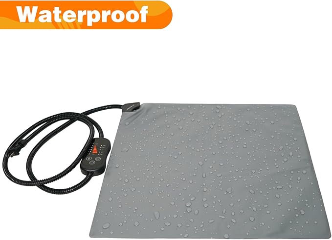 Pet Heating Pad, Adjustable Temperature Heated Dog Bed with Timer, Outdoor Waterproof Heated Pad with Anti-Chew Cord, Overheat Protection Warming Mat for Small and Medium Dogs (M:15.7"x27.6")