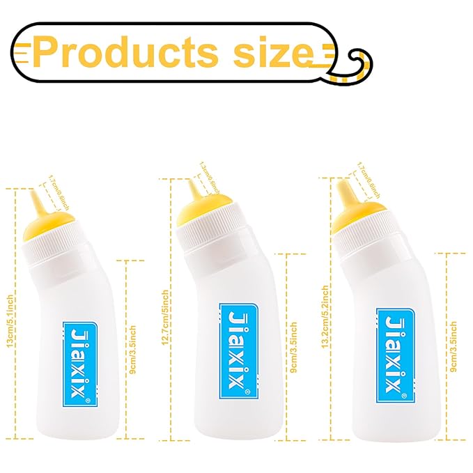 3 Pack Kitten Silicone Nursing Bottle,Silicone Feeding Nipple, Reusable Newborn Kitten Supplies, Suitable for Feeding Kitten, Puppy, Rabbit, Hamster (Yellow, Small+Medium+Large)