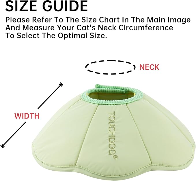 Touchdog Soft Cat Cone Collar, Waterproof Recovery Collar for Cats After Surgery, Lightweight Elizabethan Collar for Kittens, Small to Large