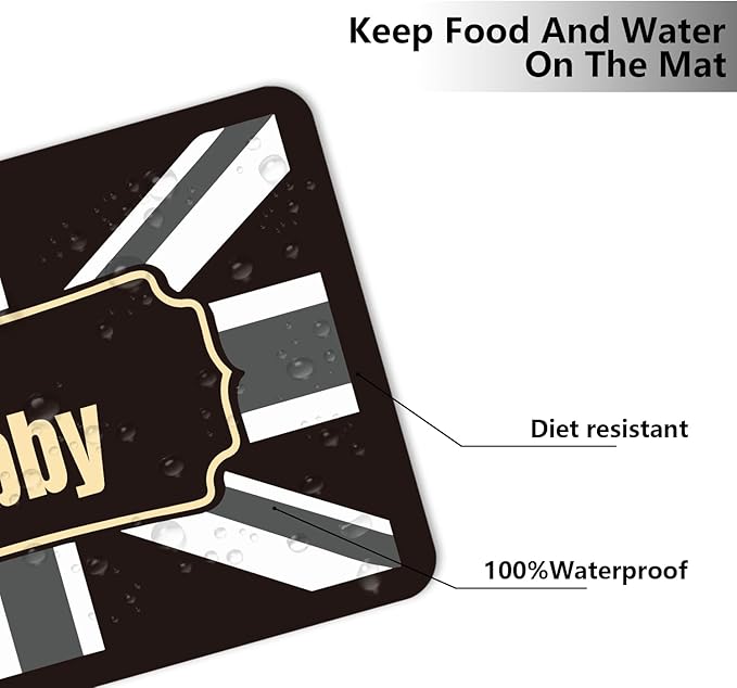 Personalized Cat & Dog Bowl Mat - Non-Slip, Waterproof, Custom Pet Food & Water Mat for Floors (England)
