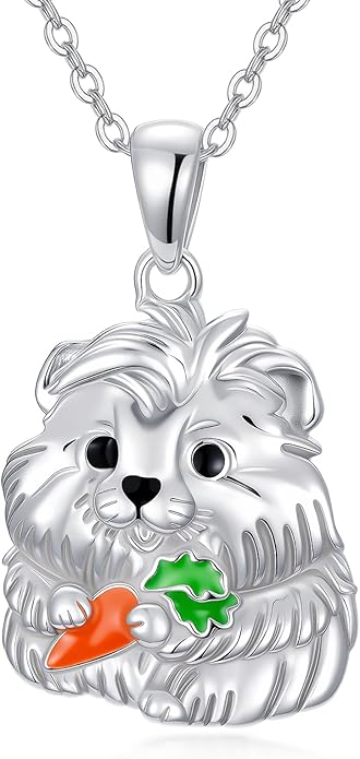 Guinea Pig/Raccoon/Butterfly/Panda/Hummingbird/Giraffe/Rabbit Necklace 925 Sterling Silver Animal Pendant Jewelry Gift for Women Mom