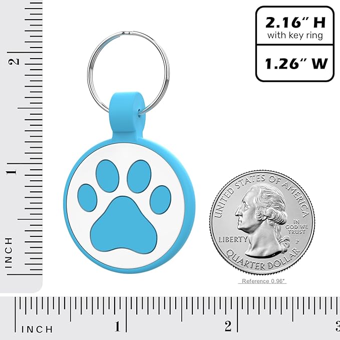 WhoseID Personalized Dog Tag, Laser Engraving QR Code, Silicone Dog ID Tag, Pet Online Profile, Scan QR Code Send Location, Collar Harness Accessories (Medium to Large Breeds - 1.25", Blue)
