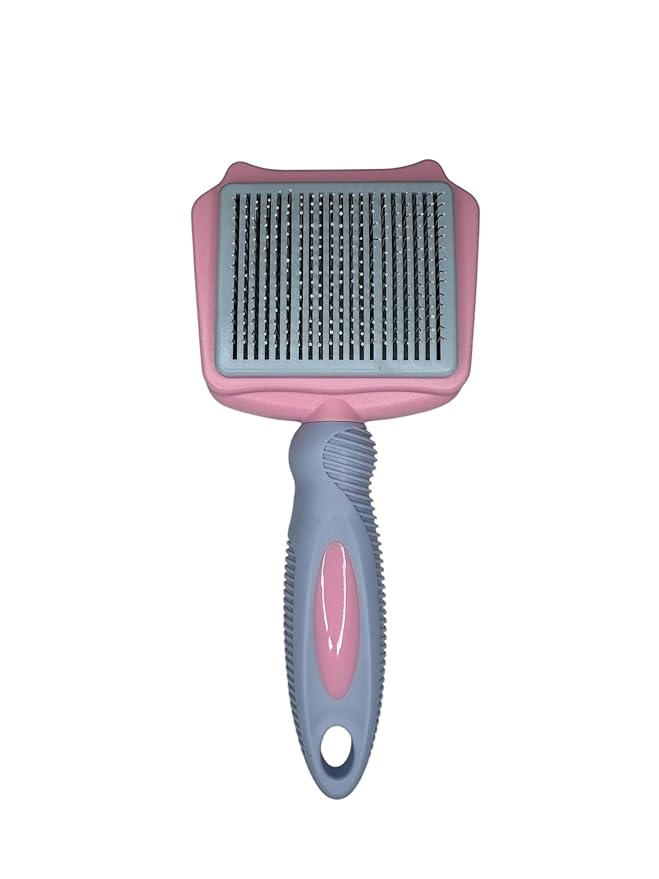 Pet Self Cleaning Slicker Brush, Skin Friendly Deshedding Grooming Tool for Shedding & Haired Pets, 3 Colors Available Pink, Blue and Purple (Blue)