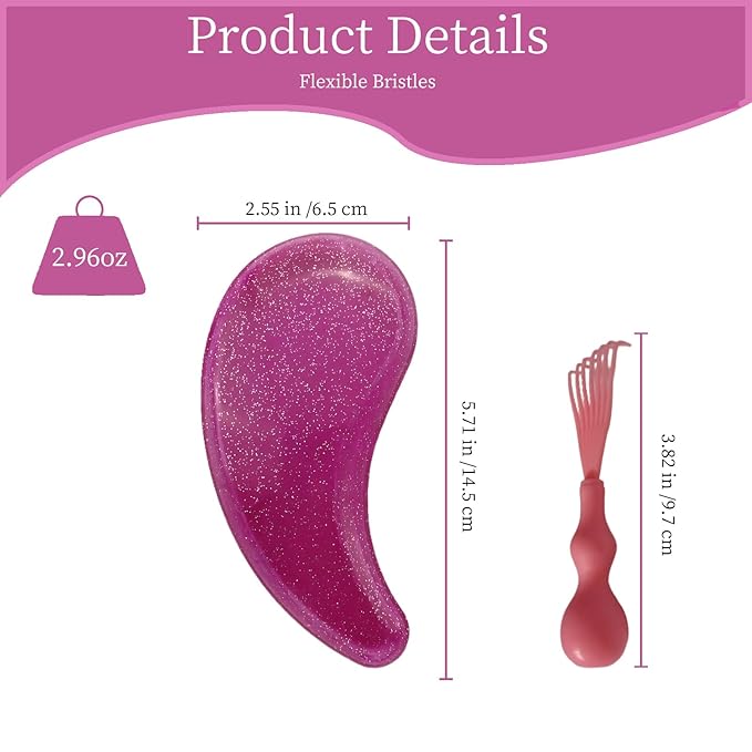 Comma-Shaped Small Dog Brush and Cleaning Comb, Fit for Yorkie, Shih Tzu, Maltese Maltipoo Pomeranian - Gentle Soft Bristles for Effortless Pet Hair Removal, Puppy Essentials (Crystal Rose Red)