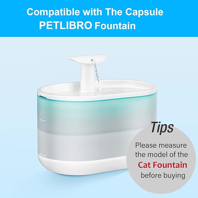 16 Packs Replacement Cat Water Fountain Filters Compatible with PETLIBRO Capsule Pet Water Fountain: PLWF002,71oz/2.1L Ultra Quiet-BPA-Free, Two Flow Modes Pet Dispenser