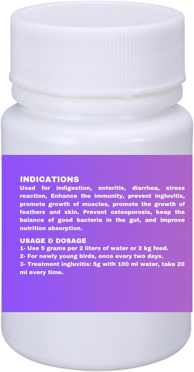 Avian Probiotic Powder – 20 Billion CFU with Beneficial Bacteria – Supports Gut Health, Digestive Balance, Nutrient Absorption, Endurance & Feather Growth for All Types of Birds 50g
