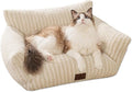 Cozy Couch for Cats Fluffy Pet Sofa with Premium Soft Fleece Fuzzy Cat Beds for Indoor Cat with Removable Washable Cover Supportive Pet Bed 24×18inch Beige