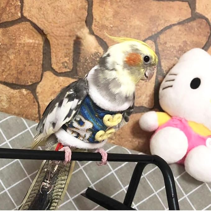 Bird Clothes, Bird Diapers, Handmade Pullover Sweaters Flight Suits Winter Warm Clothing, Role-Playing Photos Prop (Pink,L)