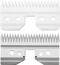 18 Teeth Ceramic and Steel Clipper Blades for Oster Fast Feed, A5 Dog Grooming Clipper, Replacement Ceramic Blades Compatible with Andis Detachable Blade Parts, Wahl KM Series Cutter