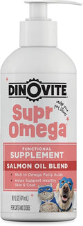 Dinovite SuprOmega Wild Caught Salmon Oil for Dogs & Cats - GMO Free Omega 3 Skin & Coat Supplement - Skin & Coat Meal Topper for Dogs & Cats - 16 oz