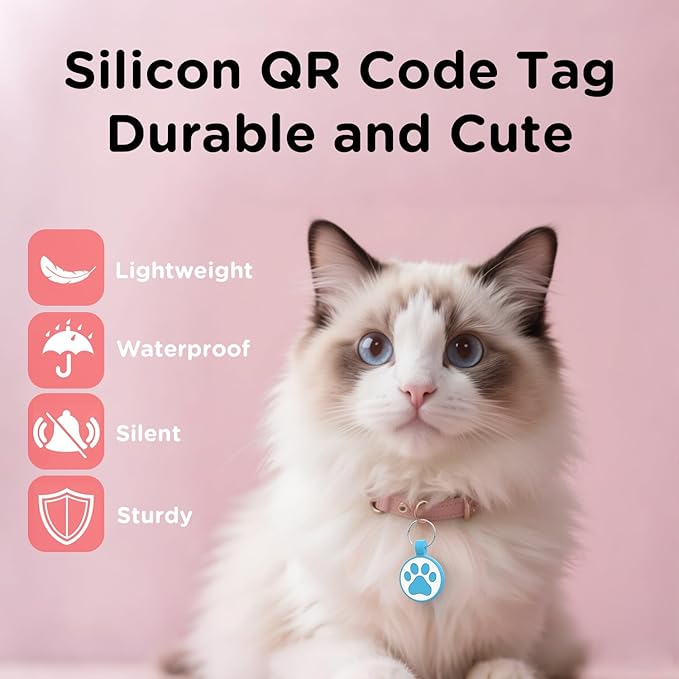 WhoseID Personalized Dog Tag, Laser Engraving QR Code, Silicone Dog ID Tag, Pet Online Profile, Scan QR Code Send Location, Collar Harness Accessories (Medium to Large Breeds - 1.25", Blue)