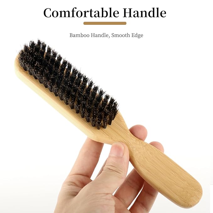 Soft Boar Bristle Dog Brush for Short Haired Dogs - Made of Wood, Gentle Deshedding & Grooming Tool, Ideal Dog Hair Brush for Pets, Dog Brushes for Grooming and Shedding （Large）