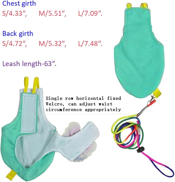 Escape-Proof Parrot Harness & Leash Set with Diaper - Adjustable Flight Suit with Bow & Safety Cord for Conures, African Grey, Parakeets, Doves (Pink-S)