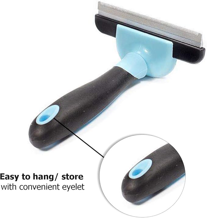 Dog Brush & Cat Hair Shedding Tool with Stainless Steel Trimming Blade-Effective Grooming Tool for Cats Dogs with Short Medium Long Fur, and Reduces Pet Hair Shed by Up to 95%