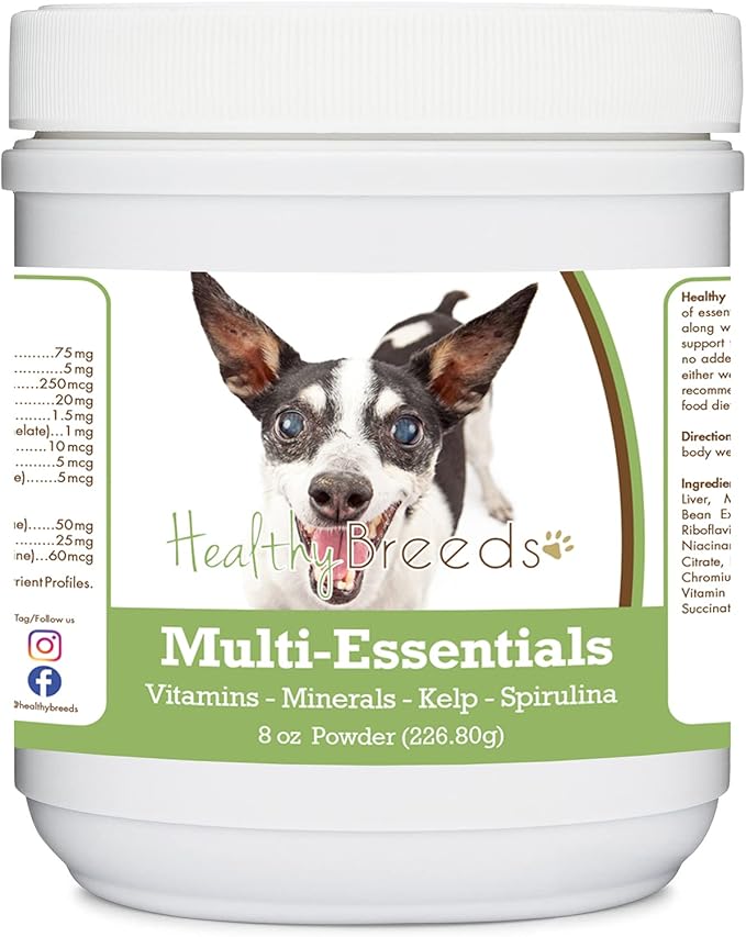 Healthy Breeds Rat Terrier Multi-Essentials Powder for Dogs - an Ideal Supplement of Vitamins, Minerals & Antioxidants for Your Dog - 8 oz