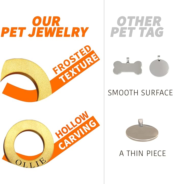 Dogs ID Tags Personalized Double Sided Deep Engraved Cat & Dog Collar Charm Ring Shape Brass Small