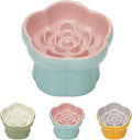 Cat Slow Feeder Flower-Shaped Ceramic Slow Feeder Cat Bowl, Tilted Raised Cat Slow Feeder Bowl for Whisker Relief, Prevents Vomiting & Bloating, Non-Slip Base, Cat Bowls for Dry and Wet Food