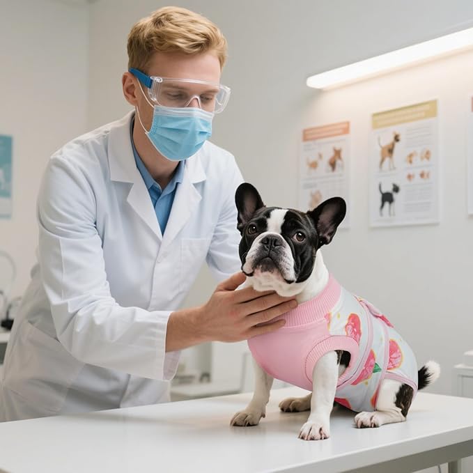 Kuoser Dog Onesie for Surgery Female, Surgical Onesie for Dogs, Female & Male Post-Op Wear, Recovery Suit for Dogs After Surgery Breathable Pet Surgery Suit, Pink XL