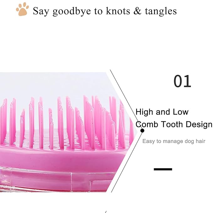 Soft Dog Brush for Small Dogs | Gentle Puppy Brush for Yorkies, Shih Tzus, Maltipoos & Maltese | Pet Hair Removal Brush with Soft Bristles | Dog Brush for Shedding (Pink Orange）