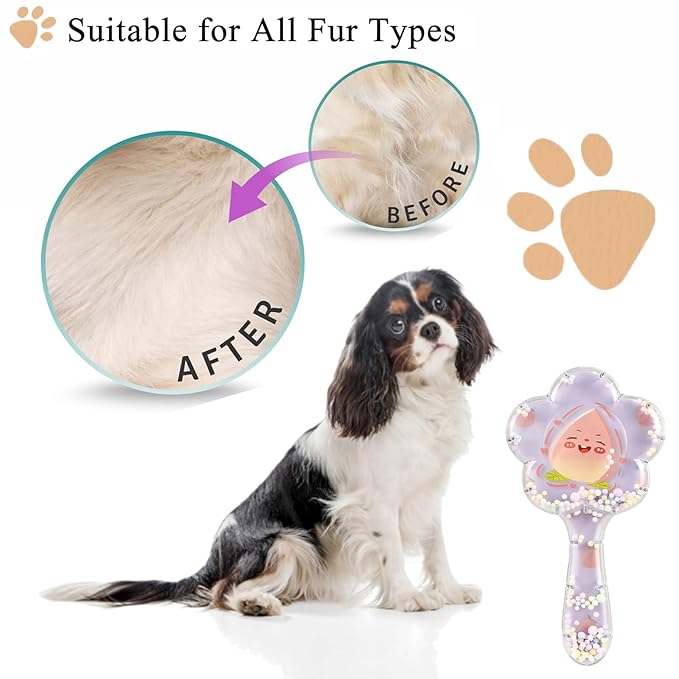 Soft Dog Brush for Small Dogs | Gentle Puppy Brush for Yorkies, Shih Tzus, Maltipoos & Maltese | Pet Hair Removal Brush with Soft Bristles | Dog Brush for Shedding (Blue Peach）