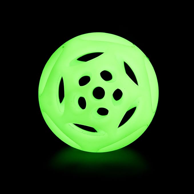 Chew King by Mammoth Glow-in-the-Dark Dog Fetch Balls (2-Pack), Lattice Rubber Fetch Toys for Night Play, High Bounce, Rechargeable Under Any Light, Medium 3.25"
