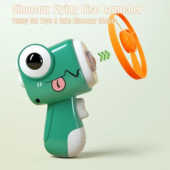 Cat Toy Launcher,Cat Fetch Toy & Hunting Toys for Indoor Cats,Cat Toys Set with 8 Launch Discs,Funny Interactive Cat Toys for Bored Indoor Cats (Green)