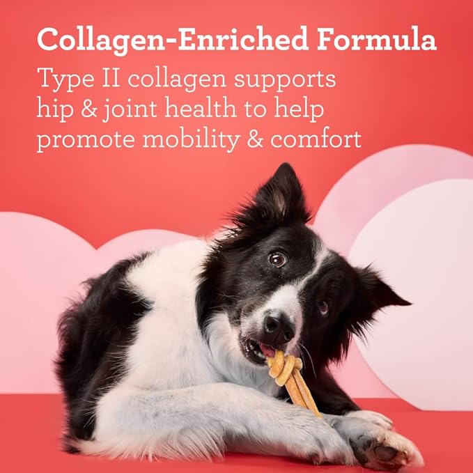 DreamBone CollaYUMS Knots Plus Collagen Chews for Dogs, 8 Count, Treat Your Dog to Rawhide-Free Chews Made with Chicken, Vegetables and Peanut Butter