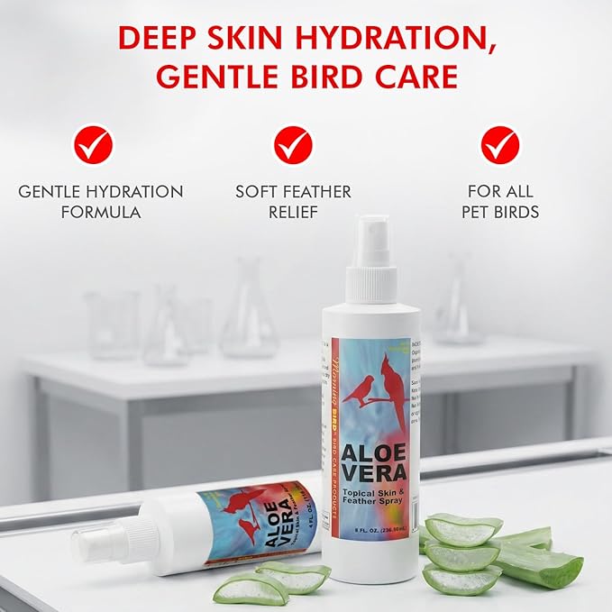 Morning Bird Aloe Vera Spray 8 Fl Oz – Natural Topical Spray for All Birds – Soothes Dry Skin & Supports Healthy Skin – Easy-to-Use Spray Bottle for Gentle Hydration & Skin Relief