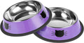 Serentive 2 Pcs Non-Slip Stainless Steel Small Cat Food Bowls - Unbreakable, 7 Oz, Suitable for Indoor Small Pets - Removable Rubber Base, Easy to Clean, Lovely Color