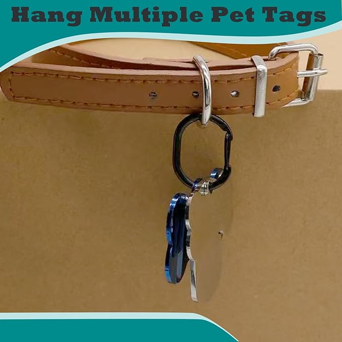 2 PCS Dog Tag Clips, Stainless Steel Quick Clip for Pet & Cat Collar ID Tags Holder | Strong & Durable | Dog License Holder (Black)