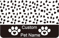 Personalized Dog Cat Food Mat PU Non-Slip at The Bottom Dog Bowl Mat Dog Mat for Food and Water Custom Pet Dog Food Mats for Floors Waterproof (Black paw Prints)