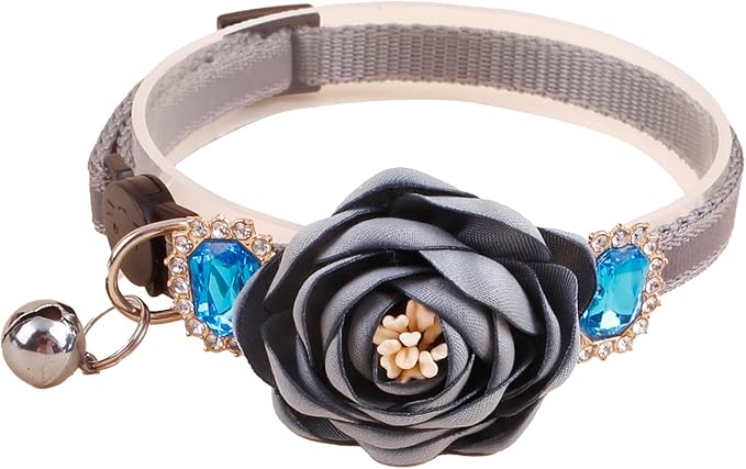 2 Pack Cat Collar Pink Floral with Bell and Removable Flower Bowtie Breakaway Adjustable Cat Collar for Girl Kitten Puppy Small Cats Dogs Daily Decoration (XQ9-4) (XQ9-2)