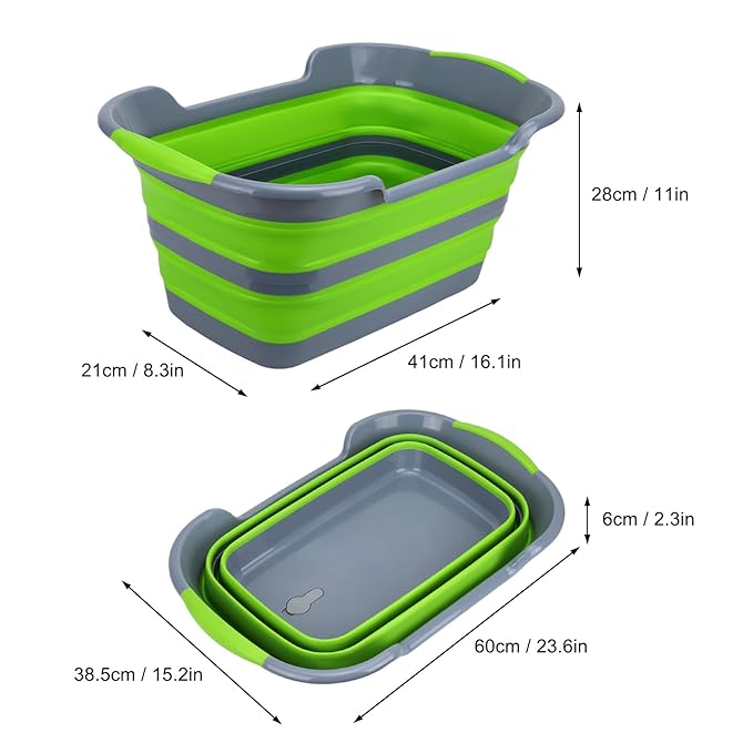 ddLUCK Multi-Functional Collapsible Pet Bathtub with Drainage Hole, Portable Indoor Outdoor Foldable Washing Tub Bathing Tub Small Pets Bathtub for Puppy Small Dogs Cats (Green)