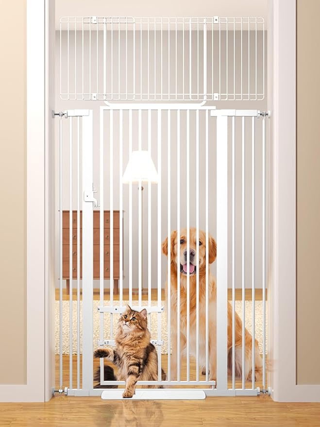 71" Extra Tall Cat Gate 29.5-40.6 Wide Pet gate with Small Cat Door,Pet Gate NO Drilling Pressure Mount Kit for Cats and Dogs Indoor Doorways liveing Room Bedroom