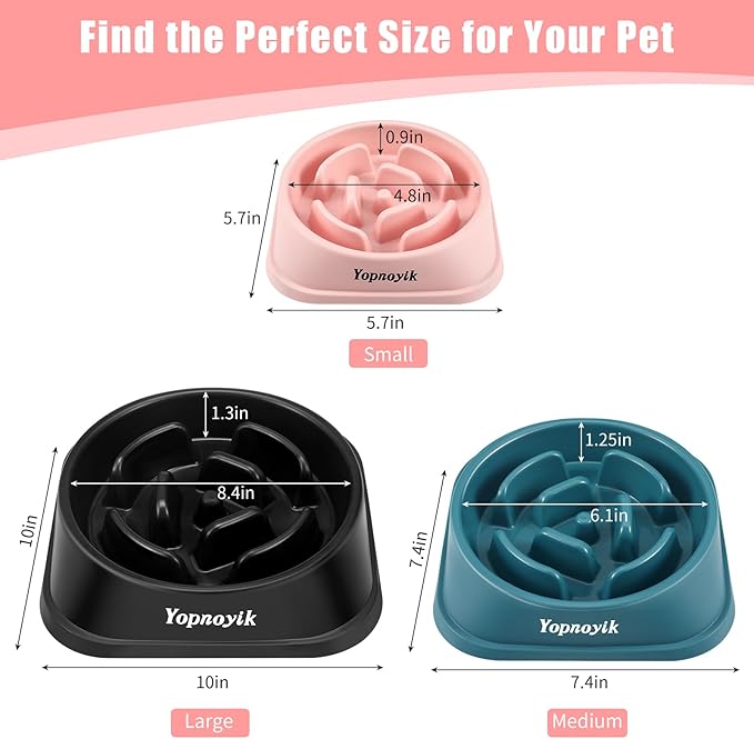 2 Pack Slow Feeder Dog Bowls for Healthy Eating, Non-Slip and Anti-Choking Design, Reduces Bloating & Overeating for Small Dogs, Easy to Clean