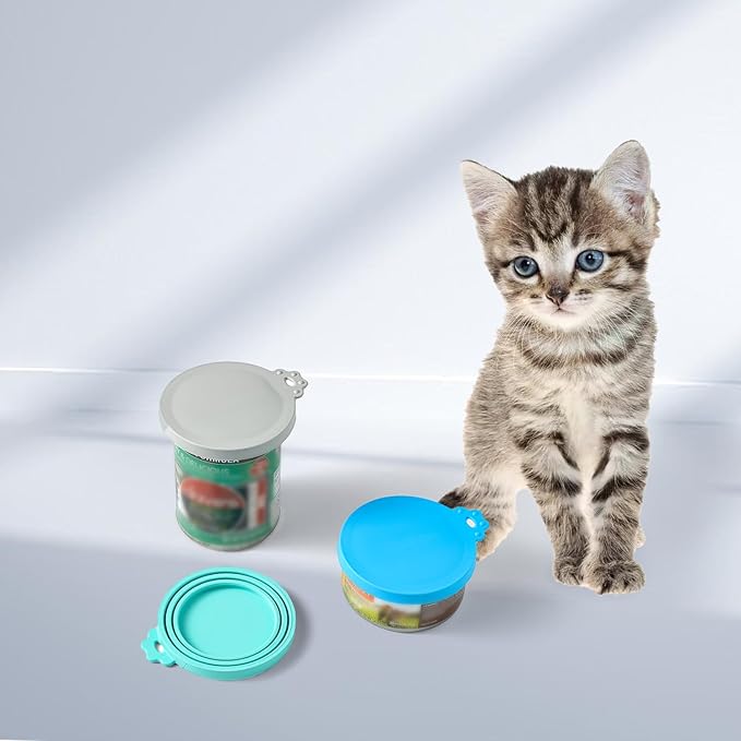 WePet Pet Food Can Covers, Silicone Lids, BPA Free, Dishwasher Safe, Fit Most Standard Size Canned Cat and Dog Food, 3oz/5.5oz/12.5oz/13.2oz, Cool Grey/Sky Blue/Hunt Green