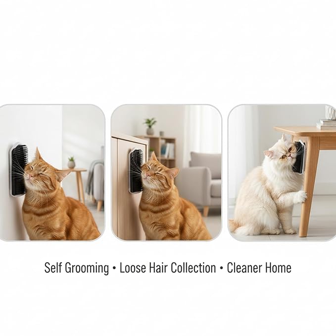 2 Pack Black Catnip Wall Massage Corner Brush for Long & Short Fur Cats and Kittens,C-at Self Groomer Scratcher, Soft Comb Cat Corner Brush,Wall Mounted Cats Scratcher