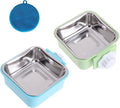 Love Dream Crate Dog Cat Bowls, Removable Stainless Steel Hanging Pet Cage, Food Water Feeder with Bolt for Puppy Birds 2 Pack with Silicone Sponge Dish Brush