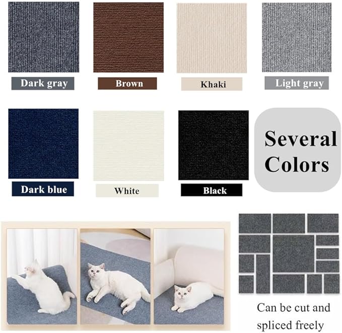 Cat Scratch Furniture Protector Mat DIY Cat Scratch Pad Self-Adhesive, Pet Scratching Post Cat Scratcher Carpet Anti Cat Scratch for Cat Tree/Door/Couch (Dark Gray, 11.8 * 11.8 inch)