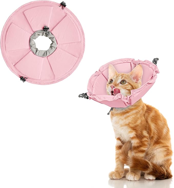 Cat Cone Collar Soft, Adjustable Elizabethan Collar for Cats to Stop Licking, Comfortable Lightweight Kitten Cone for Wound Healing and Surgery Recovery, Pink S