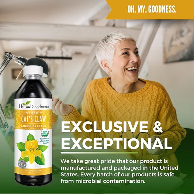 Cat's Claw Liquid Extract - Herbal Supplement for Digestive Boost, Joint/Muscle Support, Immunity, Heart Support- Superior Absorption-Organic 12oz -23 Servings/Bottle -Made in USA -Herbal Goodness