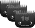 Audoc 10 Blades Dog Grooming Blades Compatible with Andis/Oster A5/Wahl KM-10 Series Dog Clippers,Detachable Clipper Replacement Blade,Black,Size 10 Blade 1/16" (10#/3PCS)