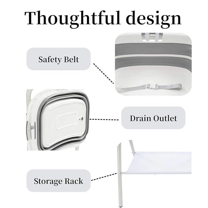 2 in 1 Dog Bathtub Small Pet Bathtub with Stand, Foldable Pet Bath with Drainage Tube, Portable Dog Washing Station for Small Dogs Cats, Indoor & Outdoor, 110.23lbs Load, 26'' L×16.5‘’ W×38.8'' H