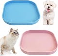 Fhiny 2PCS Silicone Cat Bowls Set 5.9 x 5.9 in Shallow Dog Dish Whisker Friendly Cat Food Plate for Dry & Wet Food Dishwasher Safe Non-Slip Pet Feeding Bowls for Kittens and Puppies (Blue+Pink)
