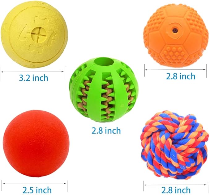 5 Different Functions Interactive Dog Toys, Puzzle Toys, Dog Balls for Medium Large Dogs, Dog Squeaky Balls, Food Treat Dispensing Toys