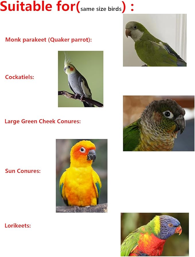 Quaker Parrot Flight Suits Diapers for Monk Parakeets, Cockatiels Flight Suits, Parrot Clothes, Bird Training Nappy Suit Liners Clothes with Hanger Leash Hole for Sun Conure Senegal Lorikeet